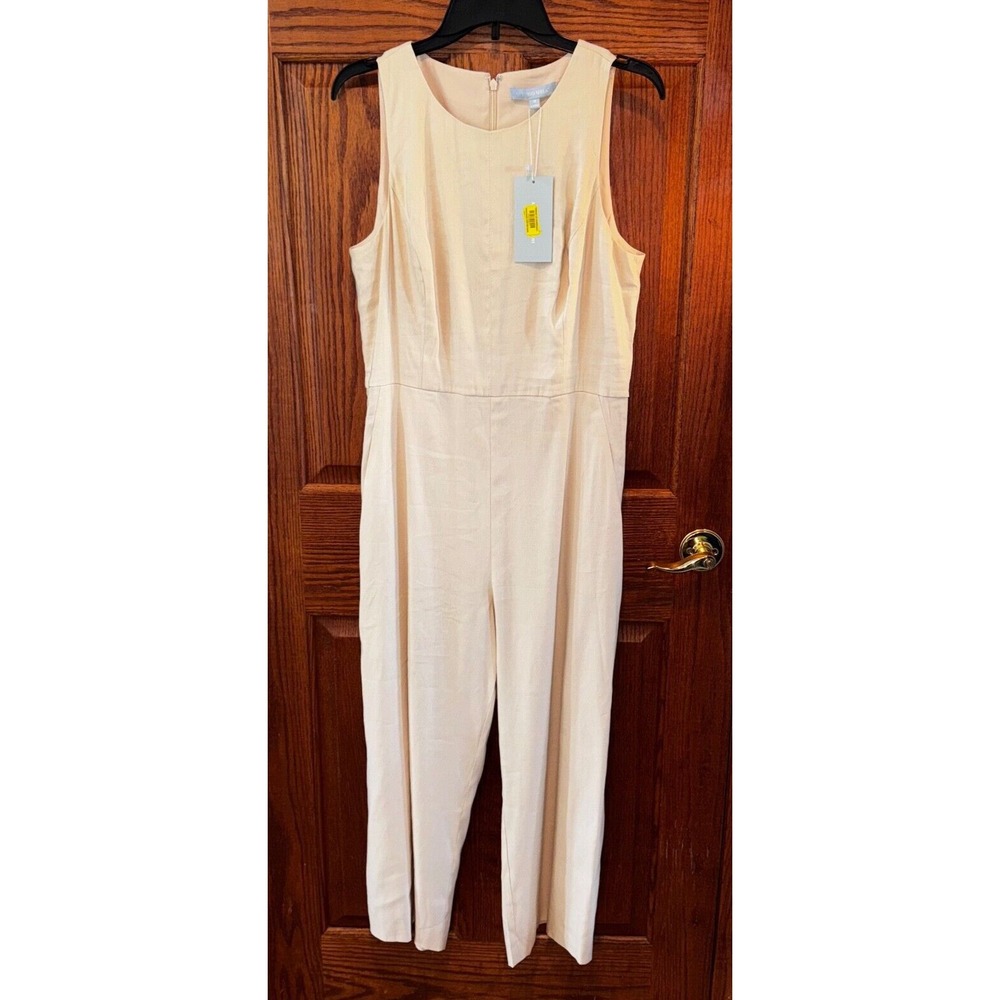 Ivory Sleeveless Jumpsuit flowy Wide Leg Minimalist Resort Chic Outfit old money